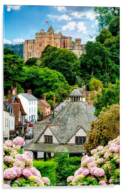 Dunster Village Scene Acrylic by Alison Chambers