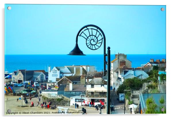 Lyme Regis Fossil  Street Light Acrylic by Alison Chambers