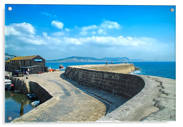 Lyme Regis The Cobb Acrylic by Alison Chambers