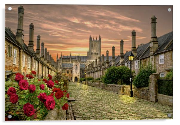 Vicars Close In Wells Acrylic by Alison Chambers
