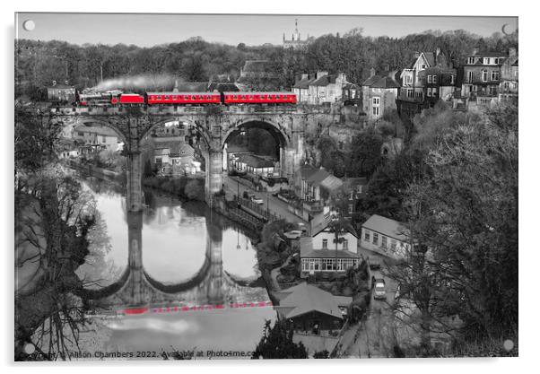 Knaresborough Steam Train Acrylic by Alison Chambers