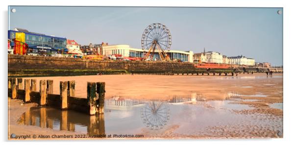 Bridlington North Beach Panorama Acrylic by Alison Chambers