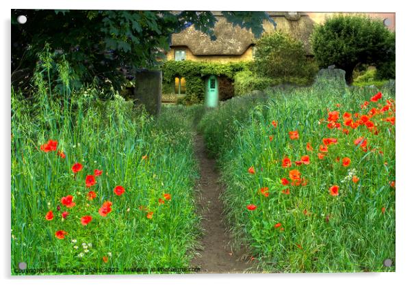 Poppy Lane Cottage Acrylic by Alison Chambers
