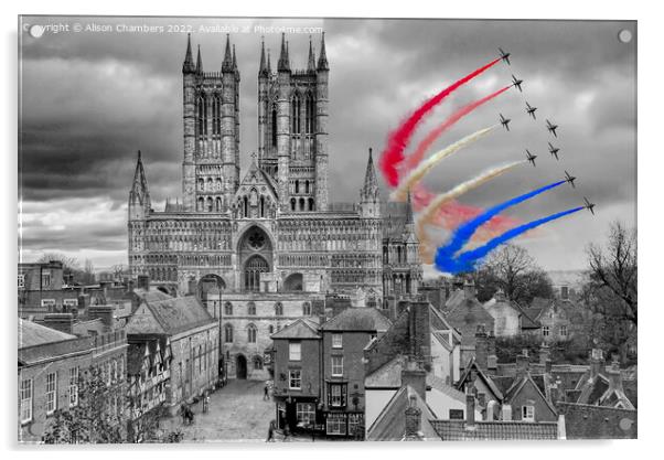 The Red Arrows Of Lincoln Col Sel Acrylic by Alison Chambers