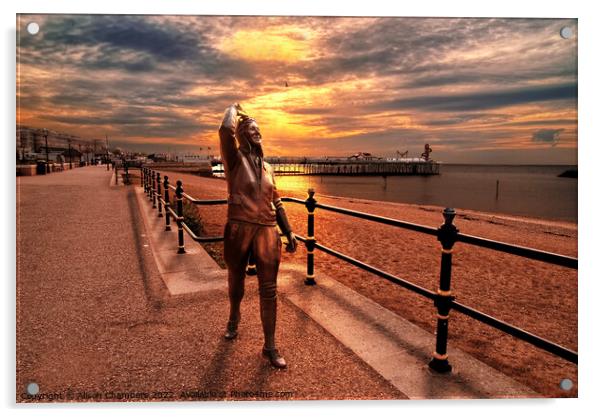 Herne Bay Sunset Acrylic by Alison Chambers