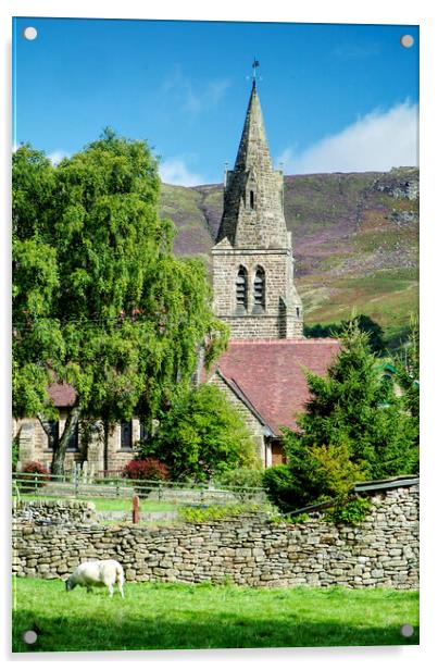 Edale Church Peak District  Acrylic by Alison Chambers