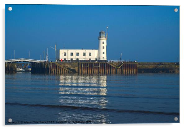 Scarborough Lighthouse Reflection  Acrylic by Alison Chambers