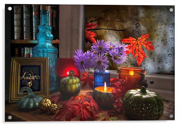 Cosy Autumn Still Life Acrylic by Alison Chambers