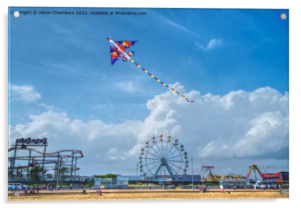 Skegness Beach Kite Acrylic by Alison Chambers