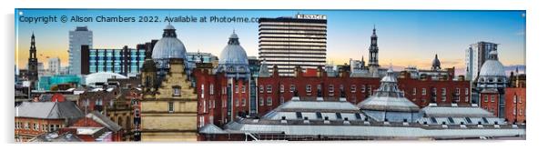 Leeds Skyline Panorama  Acrylic by Alison Chambers