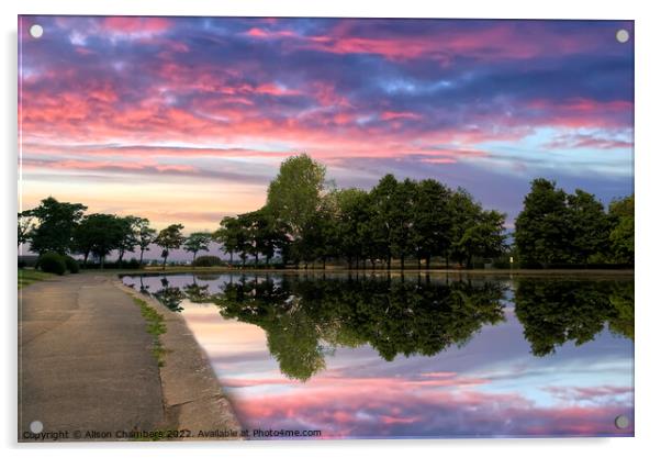 Pontefract Park Sunset Acrylic by Alison Chambers