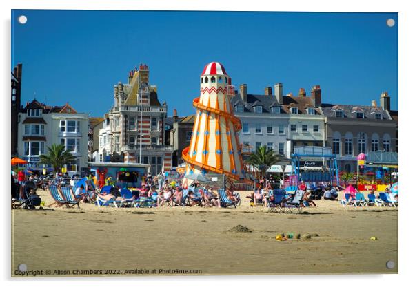 Weymouth Beach Acrylic by Alison Chambers