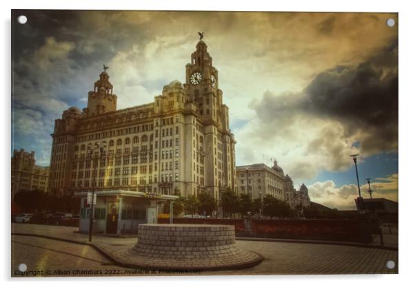Liverpool Royal Liver Building Acrylic by Alison Chambers