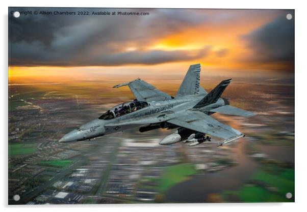 F18 Hornet Acrylic by Alison Chambers