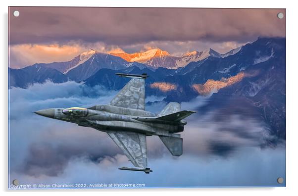F16 Fighting Falcon Acrylic by Alison Chambers