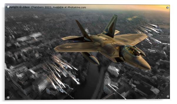 F22 Raptor Fighter Jet Colour Selection Version  Acrylic by Alison Chambers