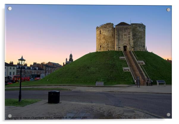 Cliffords Tower York Sunset Acrylic by Alison Chambers