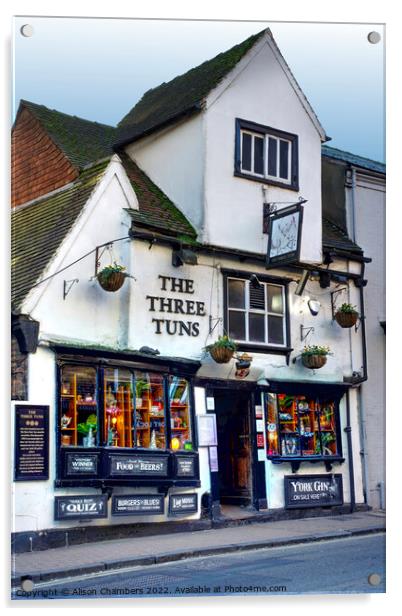 The Three Tuns Pub York Acrylic by Alison Chambers