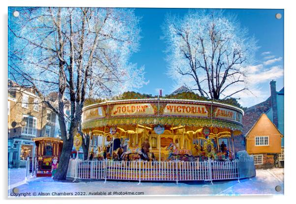 York Winter Carousel Acrylic by Alison Chambers