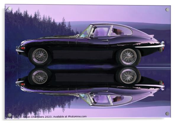 Jaguar E Type Acrylic by Alison Chambers