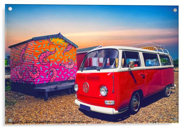 VW Camper Van Acrylic by Alison Chambers