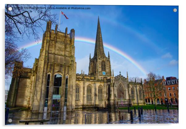 Sheffield Cathedral Rainbow Acrylic by Alison Chambers