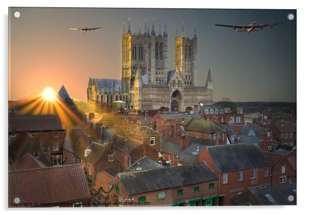 Lancaster Bombers Over Lincoln  Acrylic by Alison Chambers