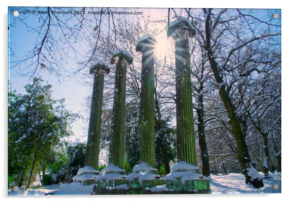 Barnsley Locke Park Columns Acrylic by Alison Chambers