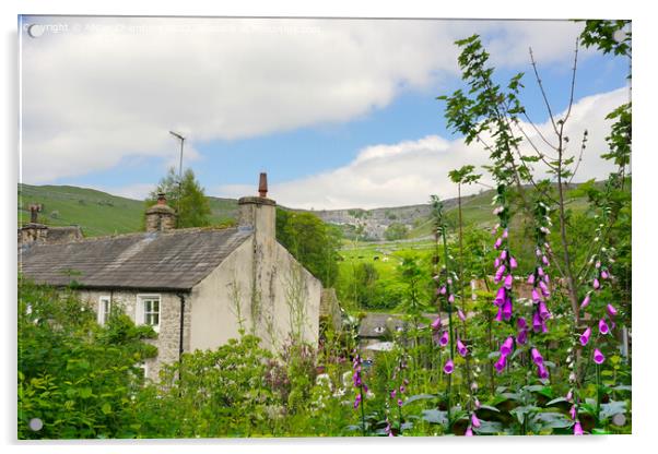 Malham Cove Cottage and Landscape  Acrylic by Alison Chambers