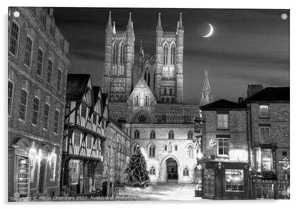 Lincoln Market Square and Cathedral at Night Acrylic by Alison Chambers