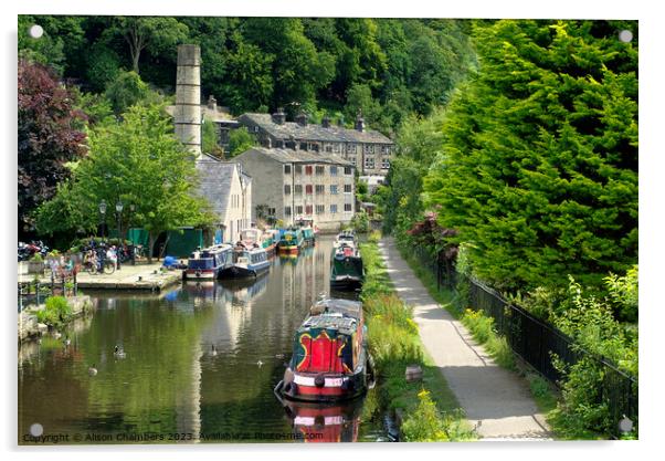 Hebden Bridge Scene Acrylic by Alison Chambers