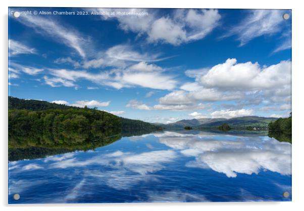 Lake Windermere Summer Clouds Reflection Acrylic by Alison Chambers
