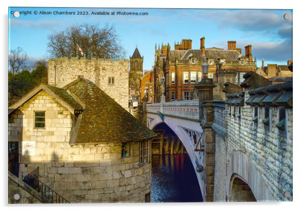 Lendal Bridge on River Ouse in York  Acrylic by Alison Chambers