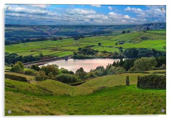 Digley Reservoir and Holme Moss Acrylic by Alison Chambers