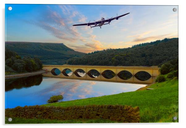 Ladybower Lancaster Bomber Acrylic by Alison Chambers
