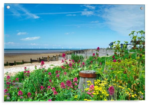 Whitstable Coastal Flowers Acrylic by Alison Chambers