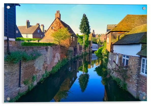 River Stour Reflections Canterbury  Acrylic by Alison Chambers