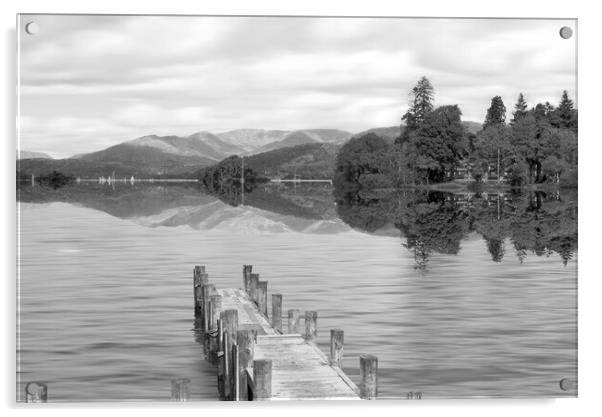 Lake Windermere BW Acrylic by Alison Chambers