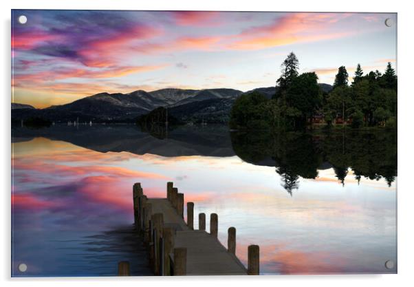 Lake Windermere Sunset Acrylic by Alison Chambers