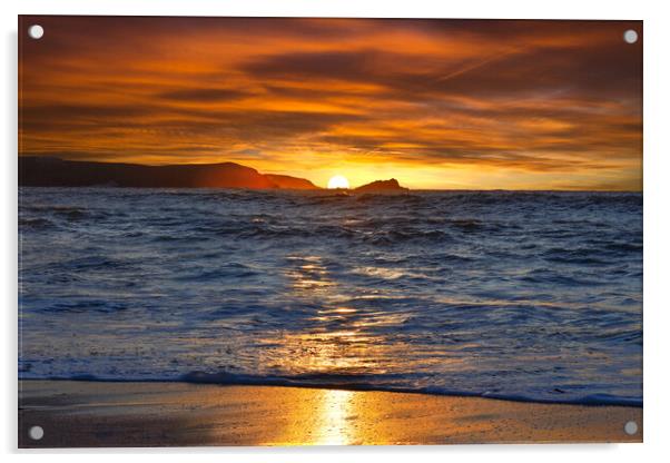 Fistral Beach Cornwall Acrylic by Alison Chambers