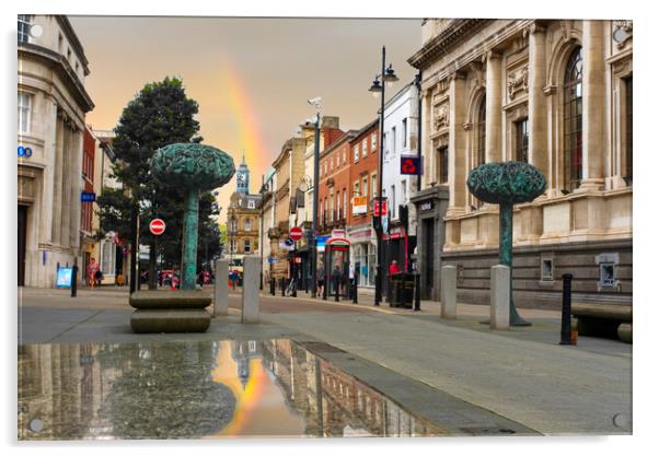 Doncaster City Centre Rainbow  Acrylic by Alison Chambers