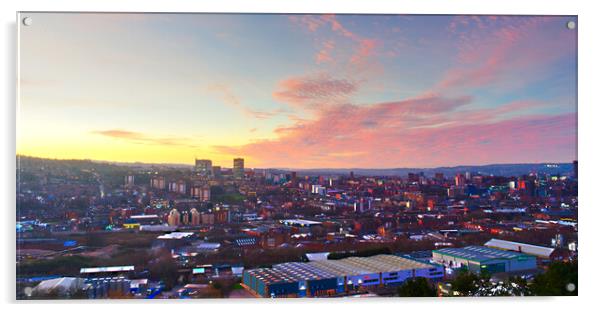 Sheffield Sunset Cityscape  Acrylic by Alison Chambers