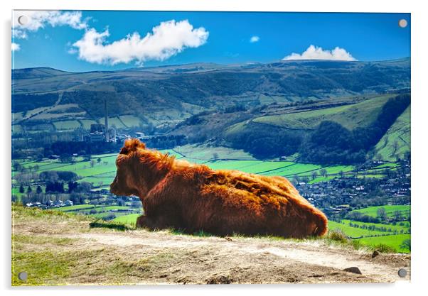 Enjoying the View From Mam Tor Acrylic by Alison Chambers