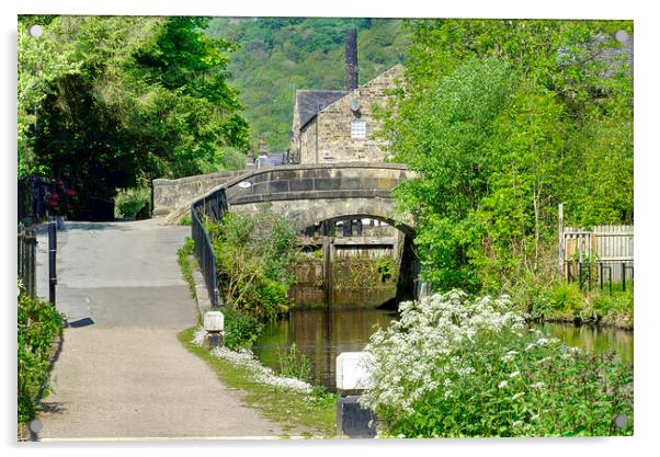 Rochdale Canal Hebden bridge  Acrylic by Alison Chambers