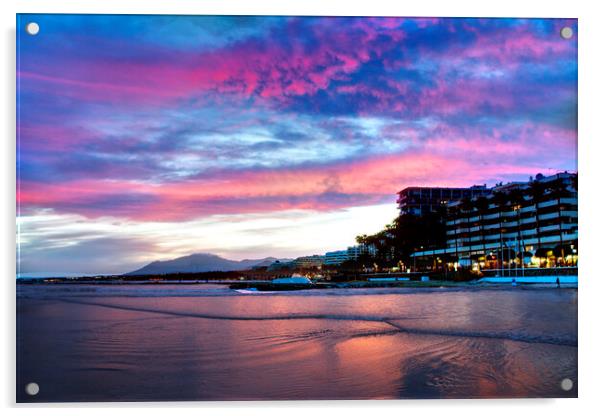 Marbella Sunset Acrylic by Alison Chambers