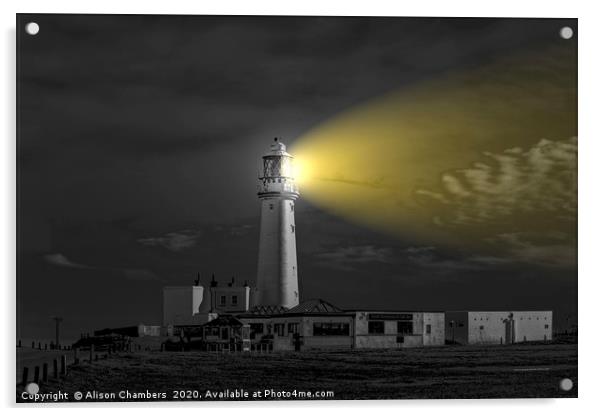 Flamborough Head Lighthouse Acrylic by Alison Chambers