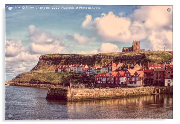 Timeless Charm of Whitby Pier Acrylic by Alison Chambers