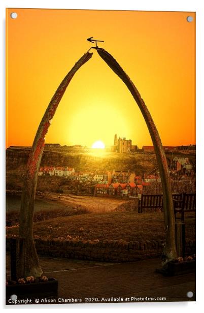 Whitby Whalebones Sunrise Acrylic by Alison Chambers