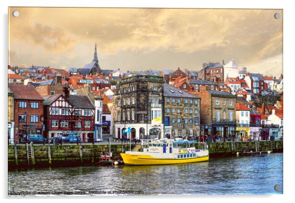 Whitby Harbour Scene Acrylic by Alison Chambers