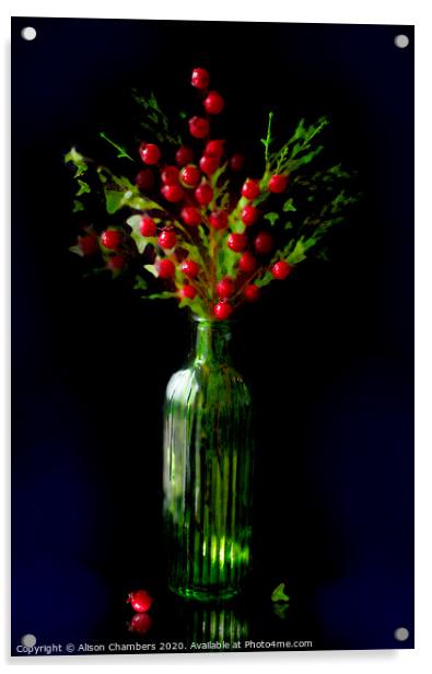Winterberry Arrangement  Acrylic by Alison Chambers